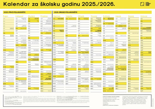 Školski kalendar -  plakatni format B2 2025